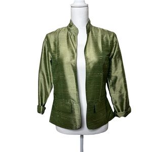 CHICOS 100% Silk Jacket Green